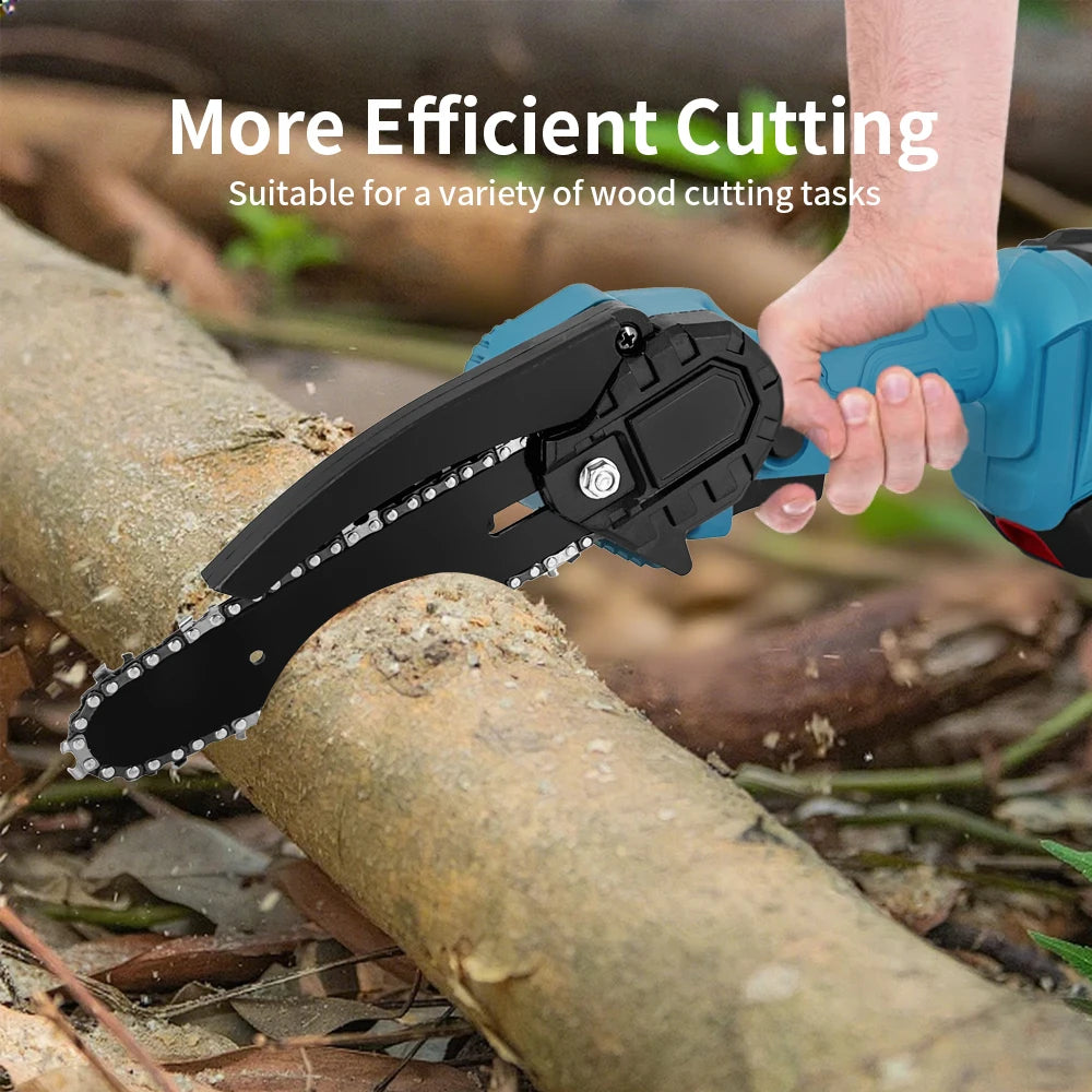 4/6 Inch Cordless Chainsaw Rechargeable Woodworking Garden Pruning Saw Wood Cutter Saws Power Tool for Makita Battery(NO Battery Peaceful Pleasures Health and Wellness