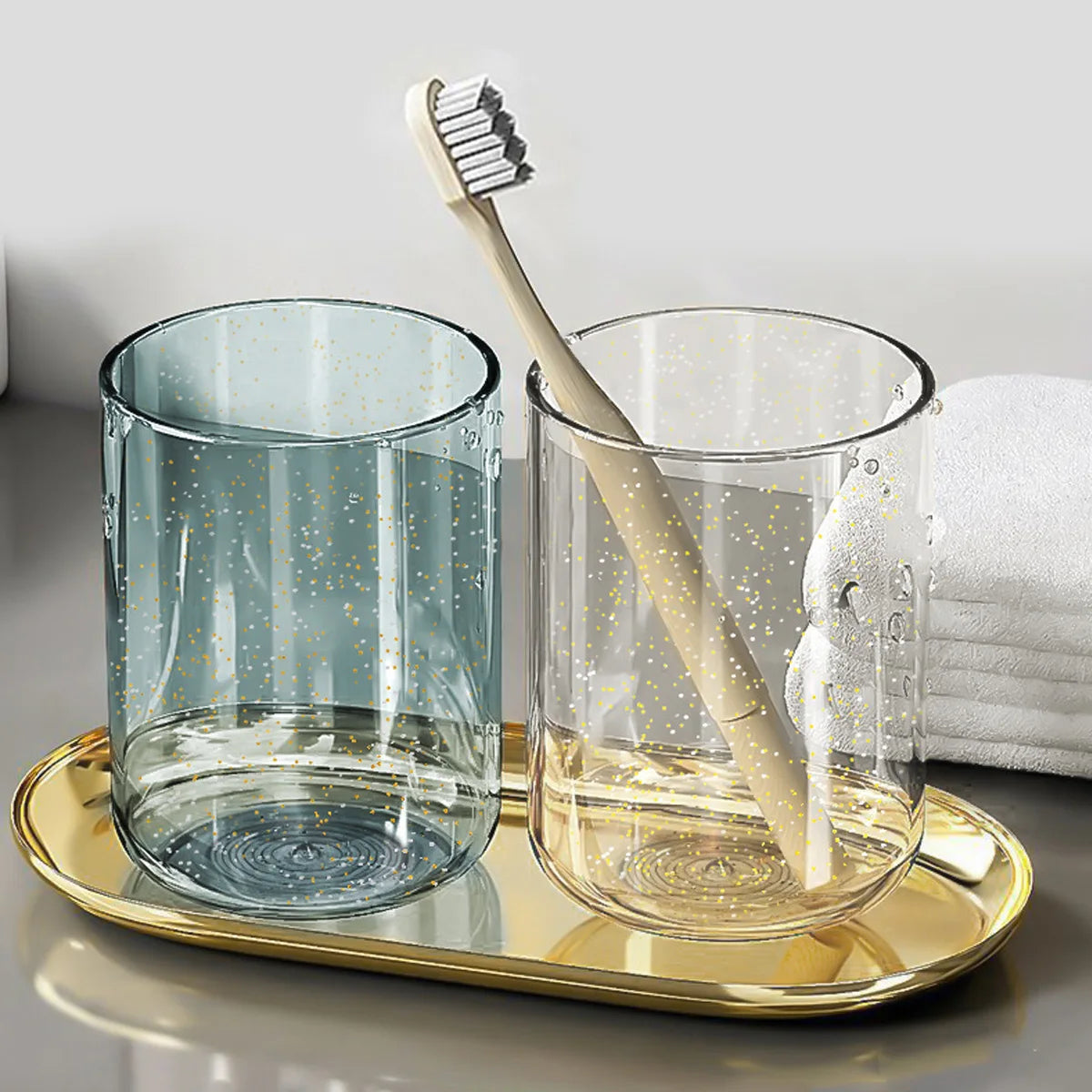 1PCS Mouthwash Mug Portable Round Toothbrush Holder Cup Colorful Clear Toothbrush Storage Cup Bathroom Washing Tools Peaceful Pleasures Health and Wellness