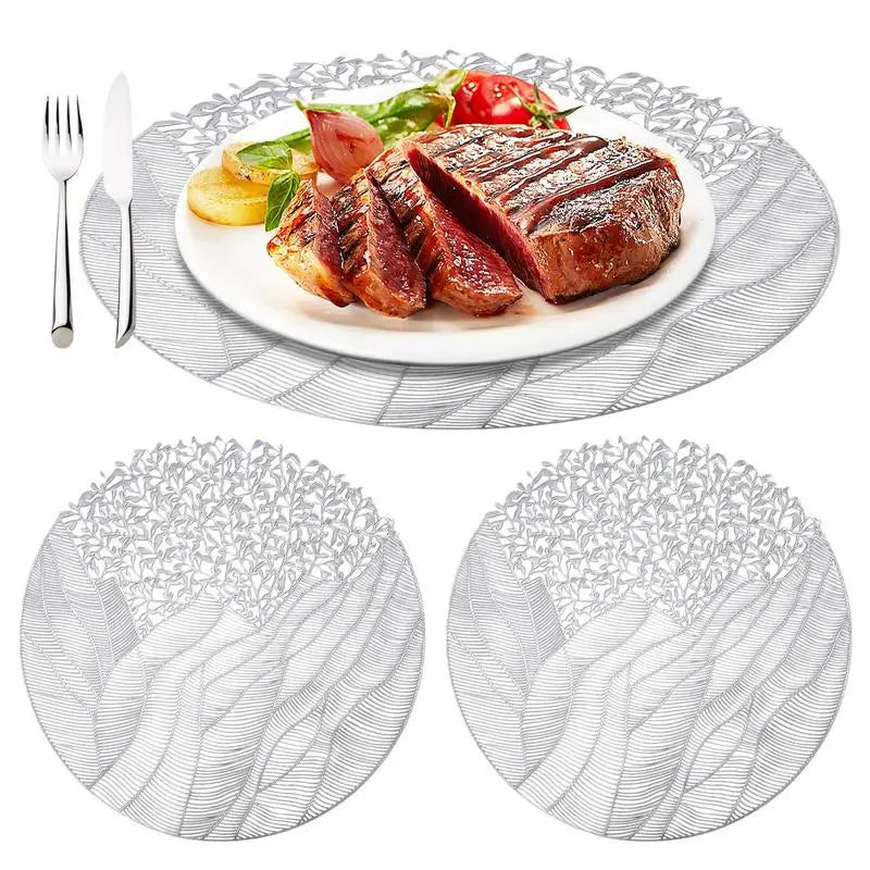 Flower Round Placemats Set of 3 – 15.7" PVC Heat-Resistant