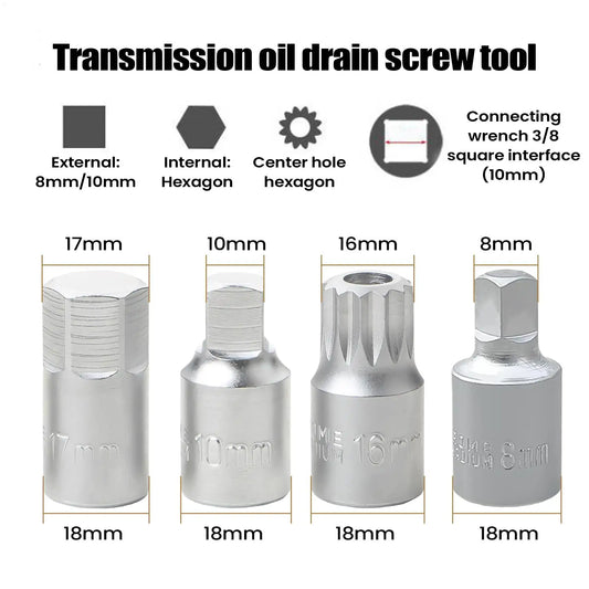 Oil Drain Plug Socket Wrench M16 H17 S8 S10 | 3/8" Drive Tool Drain Plug Socket Peaceful Pleasures Health and Wellness