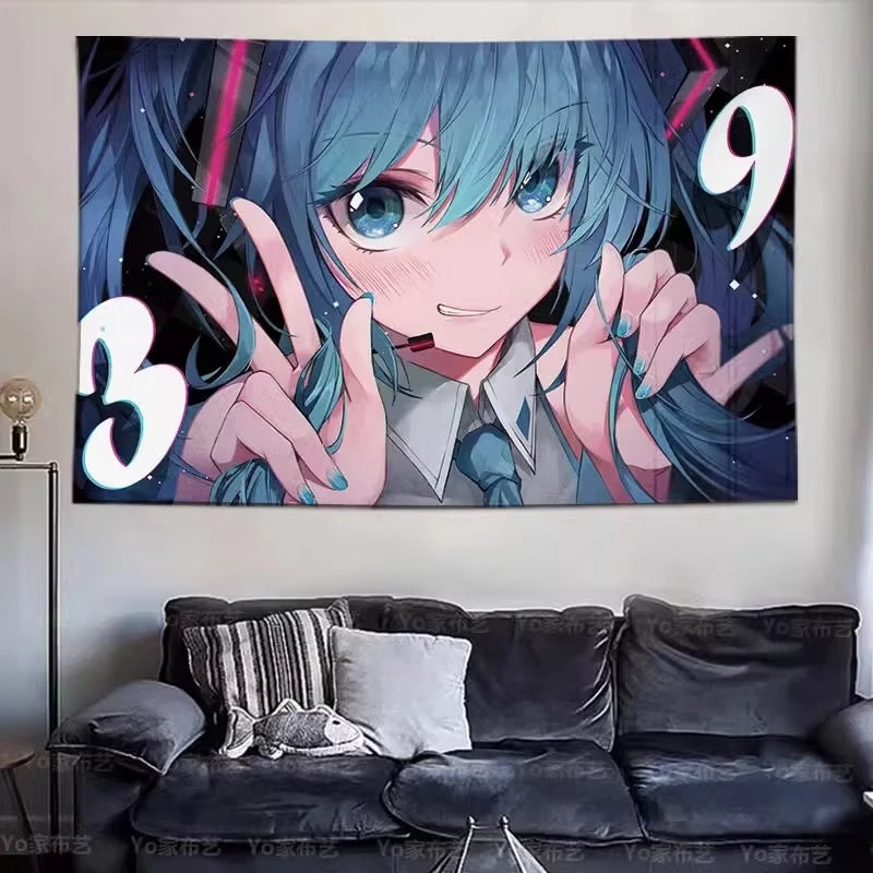 Japanese Hatsune Miku Miku Hanging Cloth Background Cloth Bedroom Room Anime Transformation Girl Heart Wall Wall Cloth Tapest Peaceful Pleasures Health and Wellness B313310 30x40cm Unframed