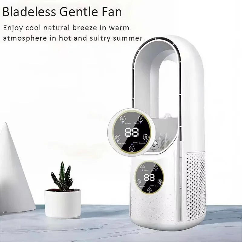 Household Spray Bladeless Fan Student Dormitory Usb Leafless Desktop Quiet Cooling Spray Fan Portable Table Lamp Leafless Fan Peaceful Pleasures Health and Wellness