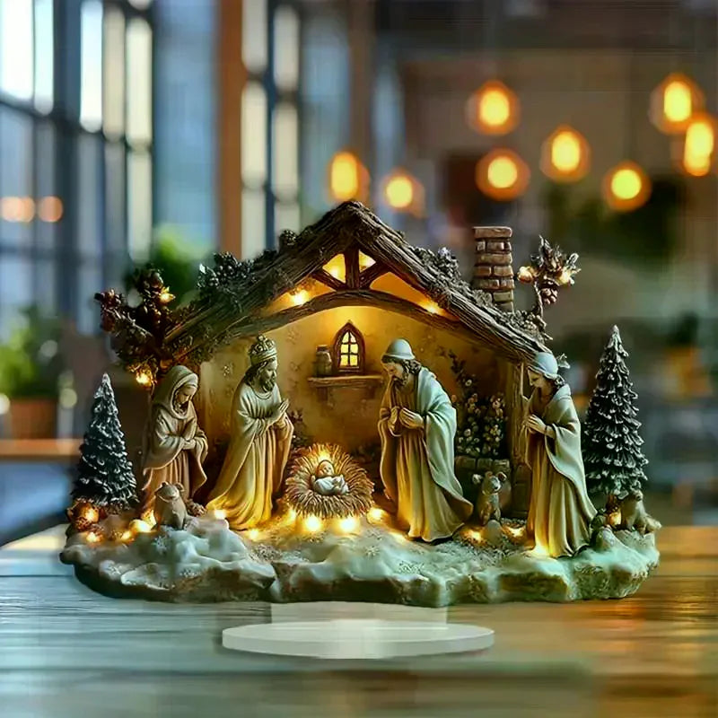 Acrylic Jesus Tree of Life Family Statue Desktop Ornament