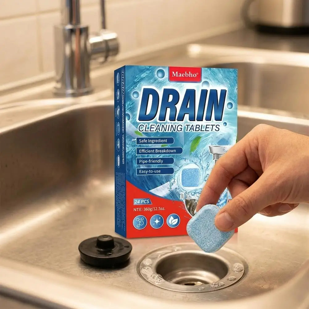 24-Pack Drain Cleaning Tablets | Sink, Shower & Bathtub Unclogger