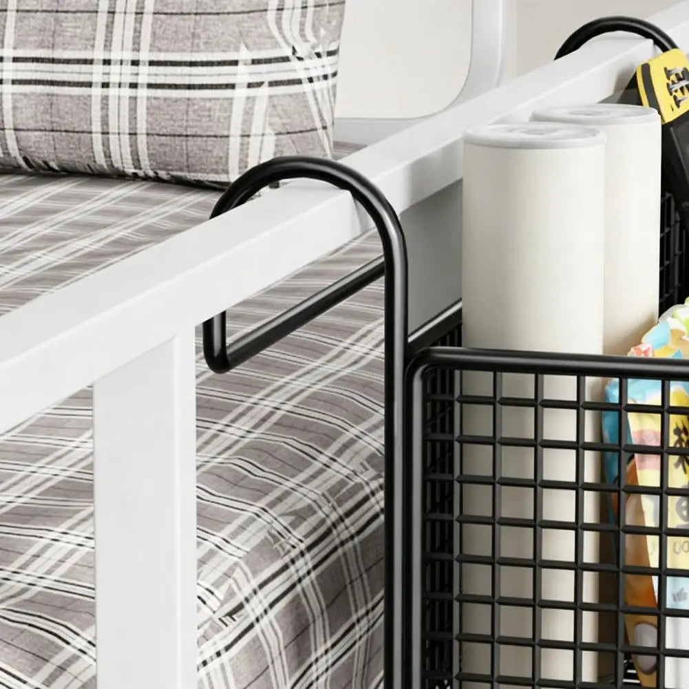 1Pcs Storage Rack Contemporary Mesh Bedside Hanging Basket No Drill Multipurpose Organizer Snack Book Phone Storage Space-Saving Peaceful Pleasures Health and Wellness