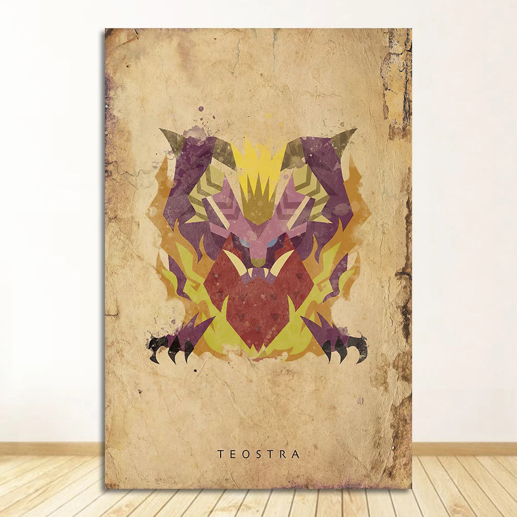 Monster Hunter Japanese Anime Canvas Wall Art Poster | Unframed