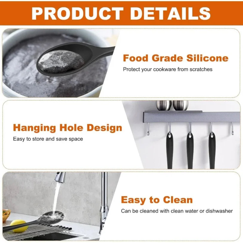 Food Grade Silicone Soup Spoon – Long Handle, Heat Resistant