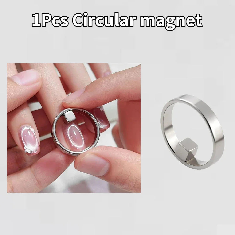 Hollow Black Hole Cat Eye Magnet Ring DIY Cat Eye Nail Art Effect Strong Magnetic Tool for Magnetic Gel Polish Manicure Tools Peaceful Pleasures Health and Wellness 01 Circular magnet