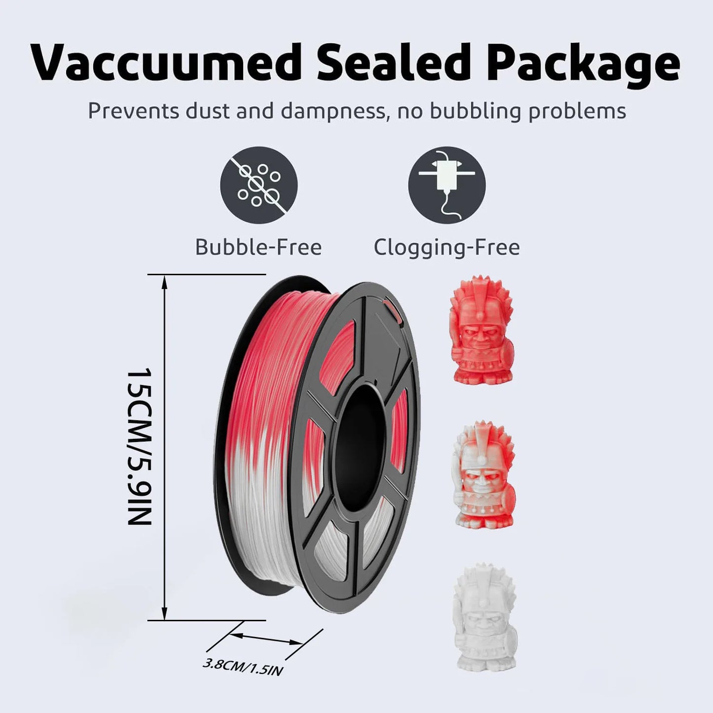 DINGSUN 3D Red to White Color Change PLA Filament | 250g Spool