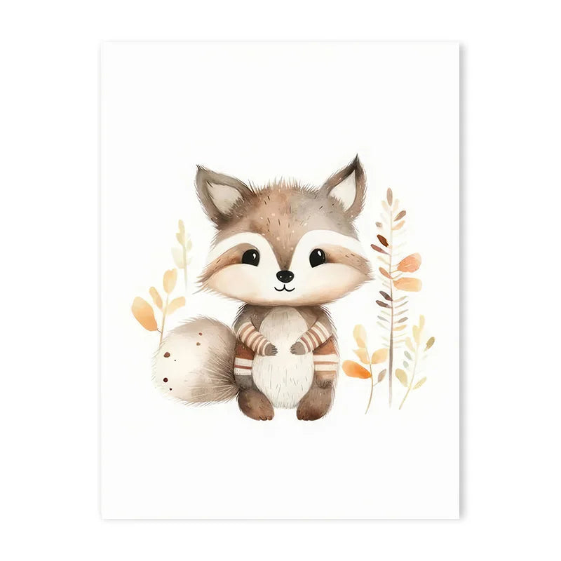 Cute Animal Canvas Wall Art for Kids Bedroom & Nursery