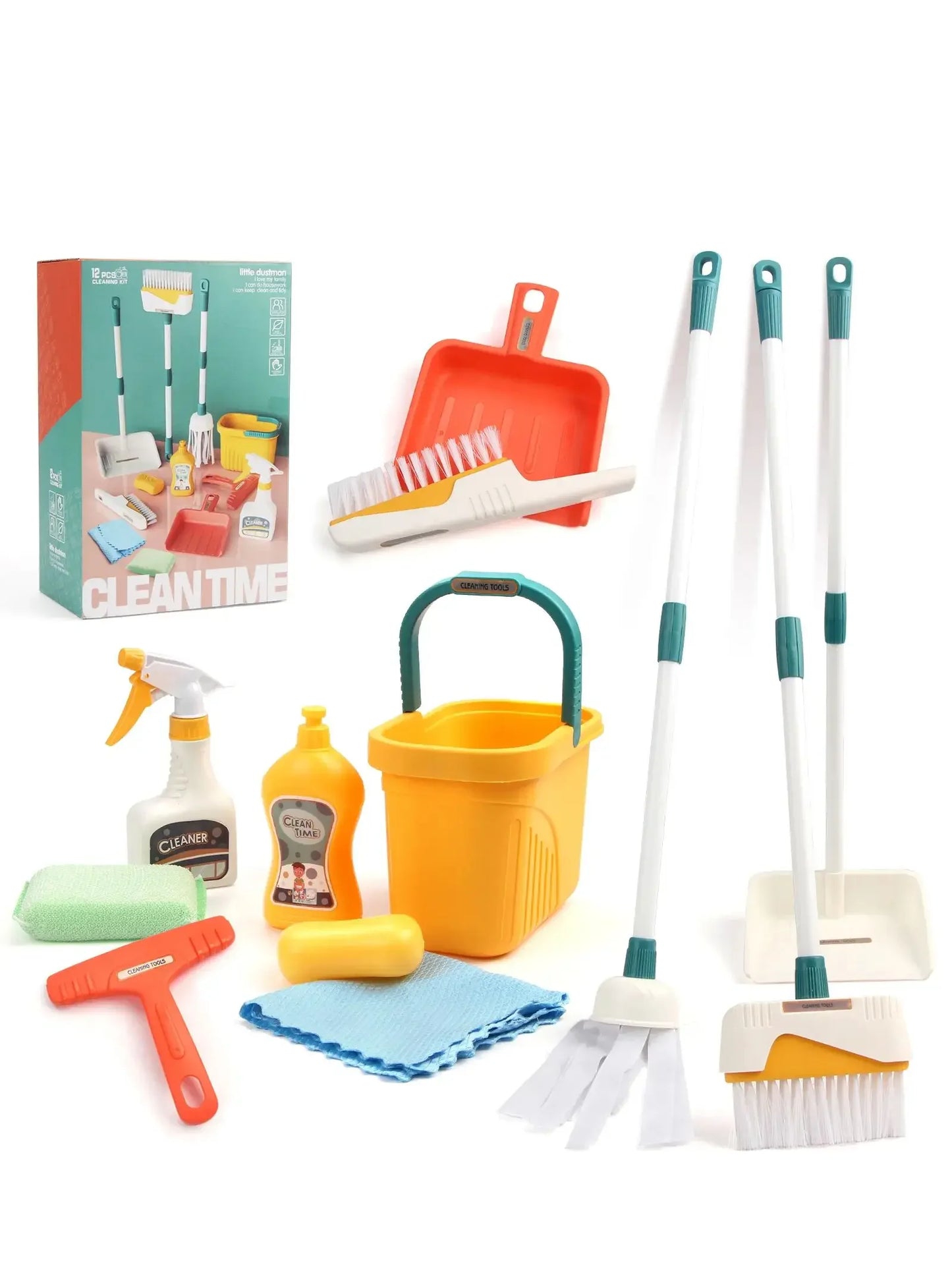 Kids Housework Supplies Cleaning Broom Dustpan Bucket Mop Play House