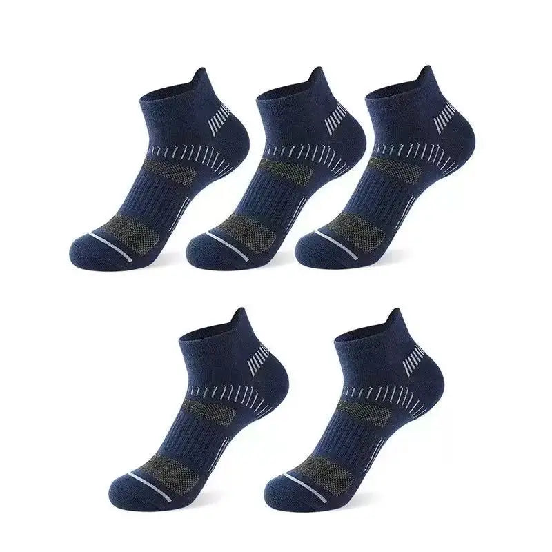 5 Pairs of Men's Sports Socks, Fashionable And Casual Cotton Spring/Summer Style Sweat Absorbing And Breathable Short Socks Peaceful Pleasures Health and Wellness 5 Pairs EU39-43