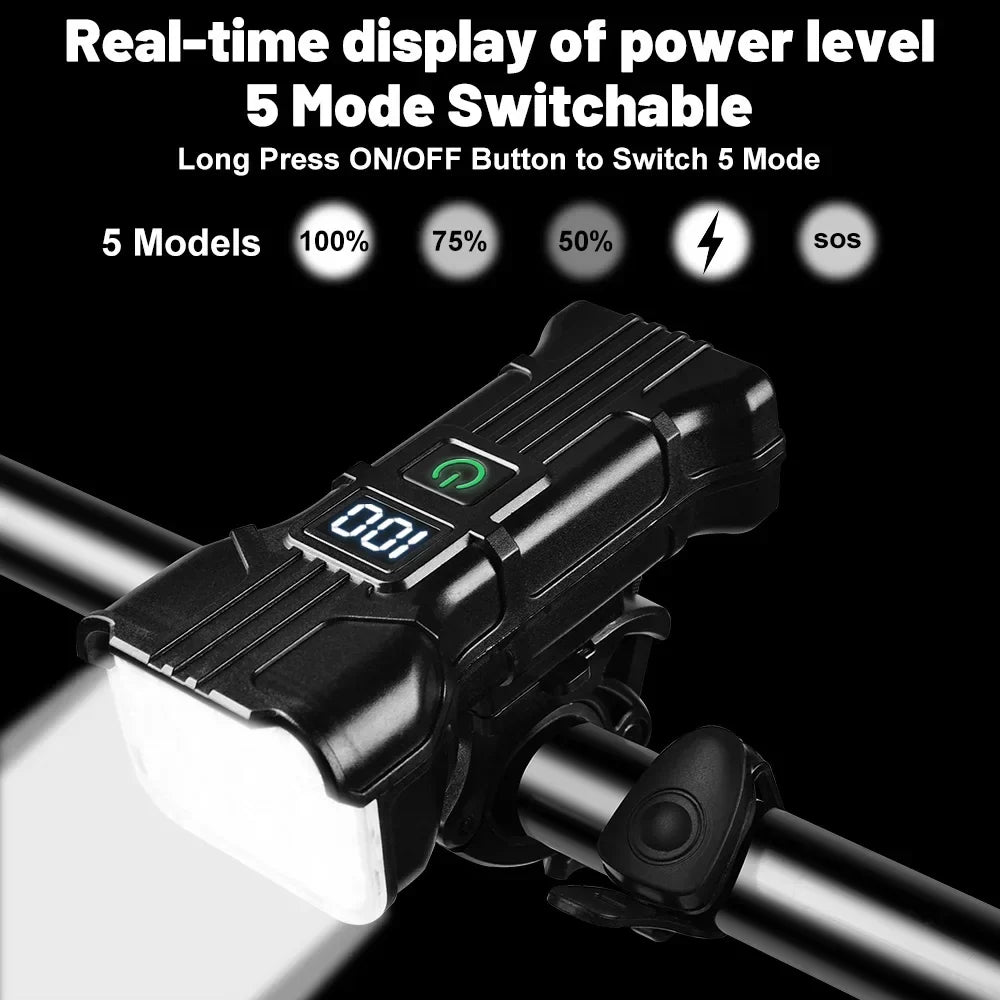 Bike Light & 140dB Horn – 12 LED 400 Lumen USB-C Rechargeable