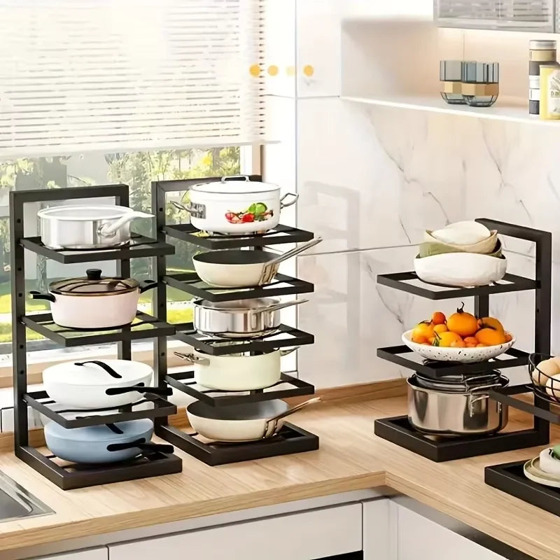 Adjustable Multi-Layer Kitchen Shelf, Pot Rack & Sink Organizer