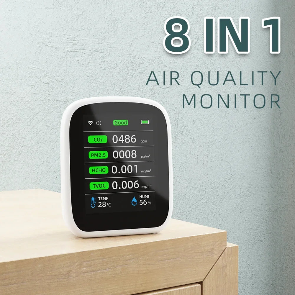 Portable LCD Air Meter 1 8 in1 Wifi PM1 0 PM2 5 PM10 CO2 TVOC HCHO
