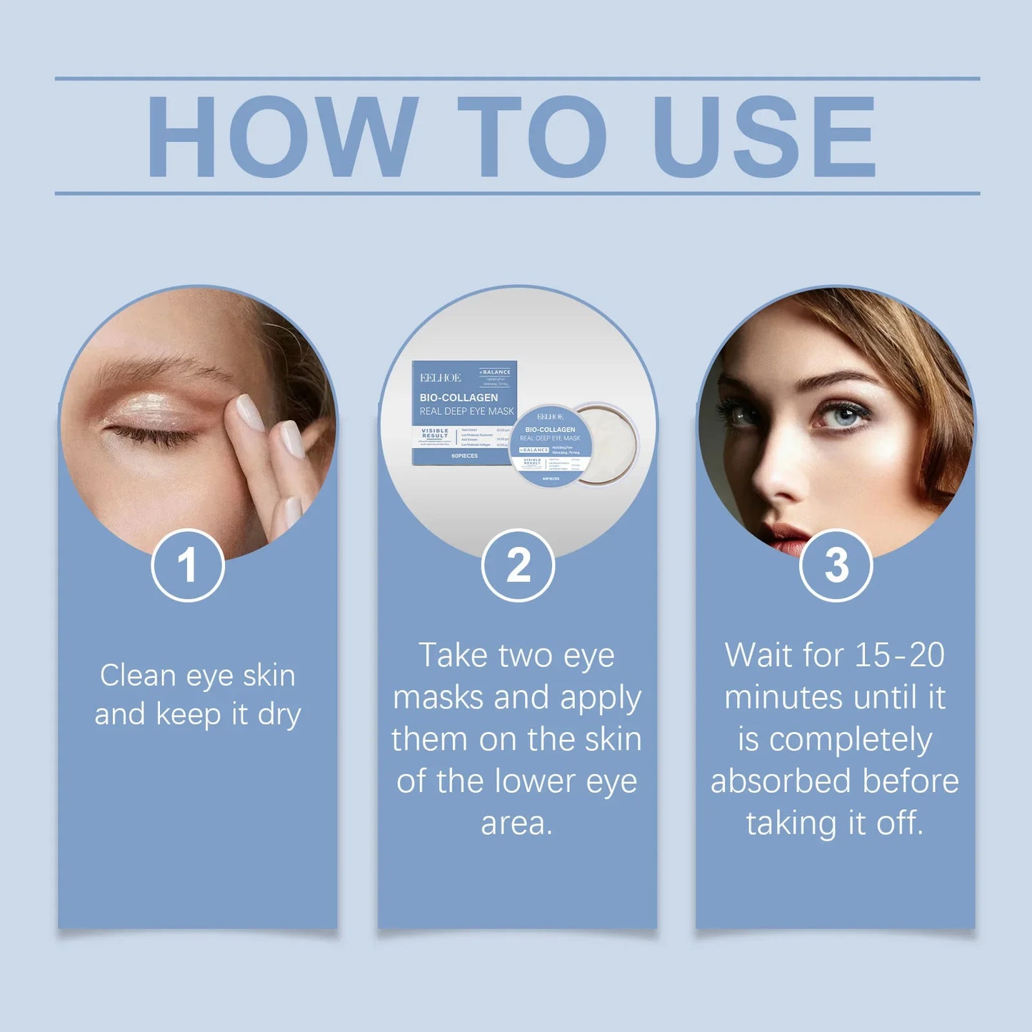 EELHOE Collagen Eye Masks – Dark Circles & Puffiness 60pc