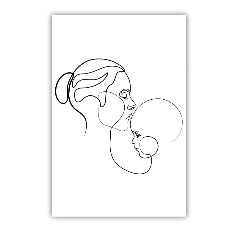Nordic Mother & Baby Abstract Canvas Wall Art | Minimalist Print Canvas Wall Art Peaceful Pleasures Health and Wellness 07 40x60cm No Frame China Mainland