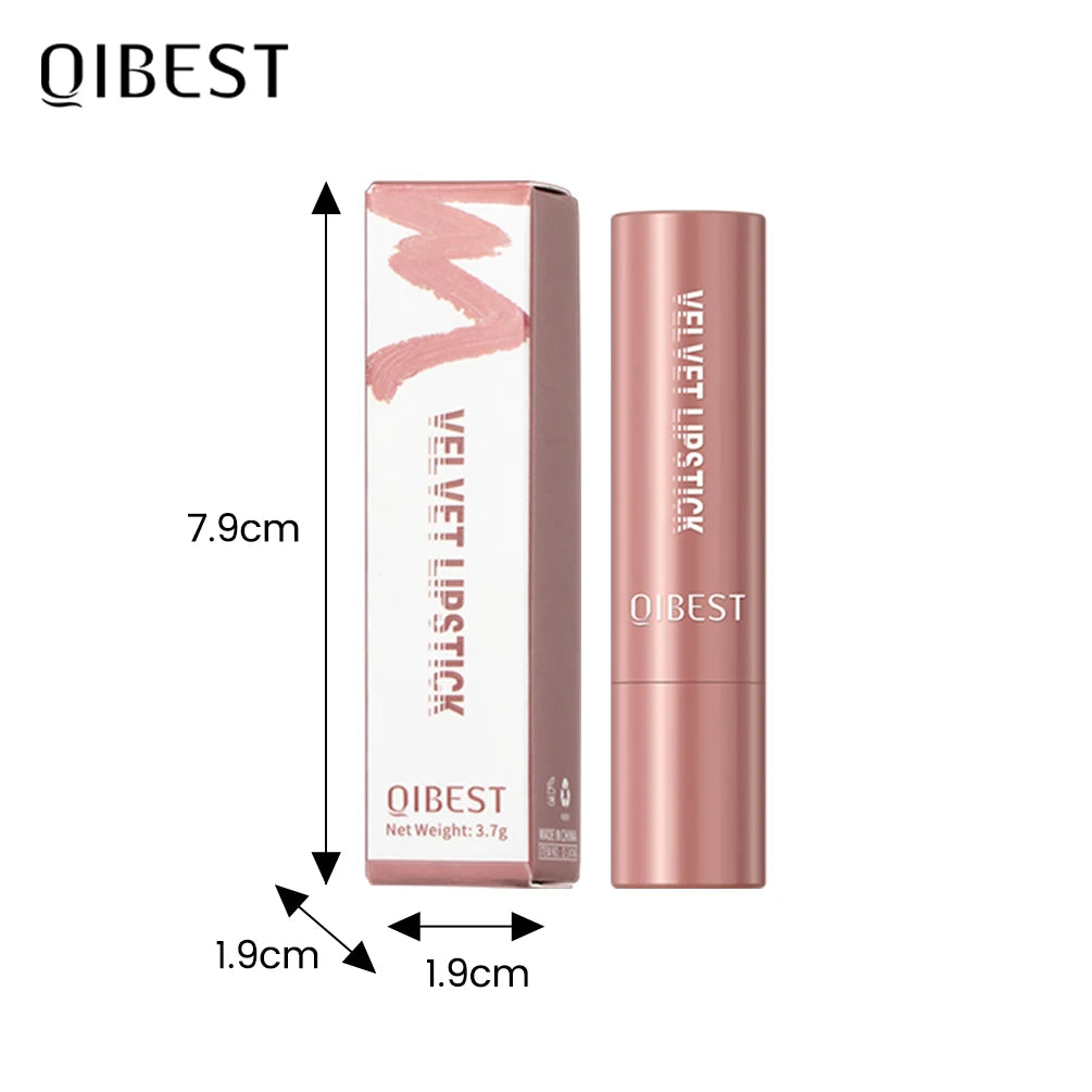QIBEST Matte Lipstick Lasting Velvet Mist Nude Brown Red Lipstick Non-Stick Cup Classic Highly Pigmented Red Lip Stain Cosmetics Peaceful Pleasures Health and Wellness