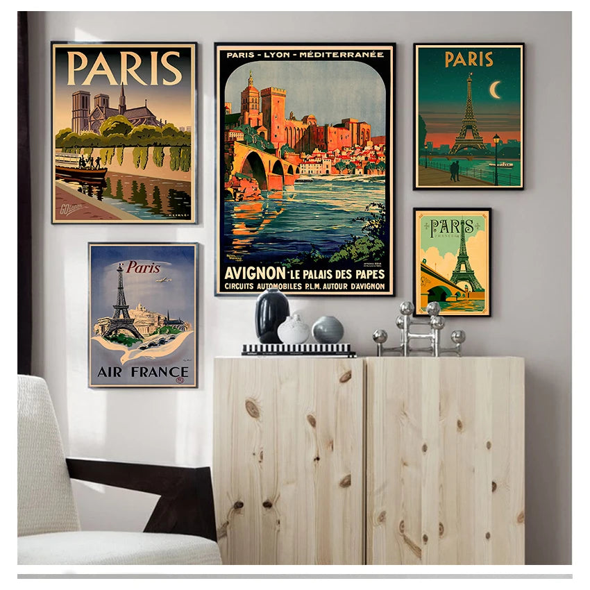 Paris France Vintage Canvas Wall Art Poster | Unframed Print Canvas Wall Poster Peaceful Pleasures Health and Wellness