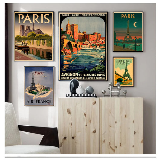 Paris France Vintage Canvas Wall Art Poster | Unframed Print Canvas Wall Poster Peaceful Pleasures Health and Wellness