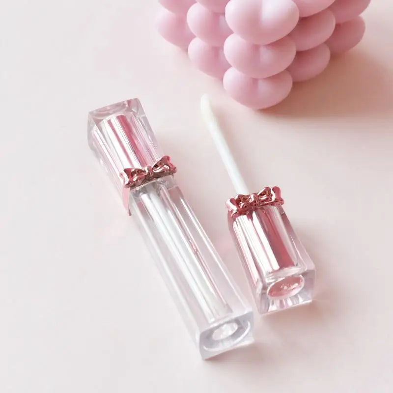 1pcs Empty Portable 3.5ml Lip Gloss Tubes DIY Clear Bowknot Lip Glaze Tubes,Square Rose Gold Cosmetic Packing Container Peaceful Pleasures Health and Wellness