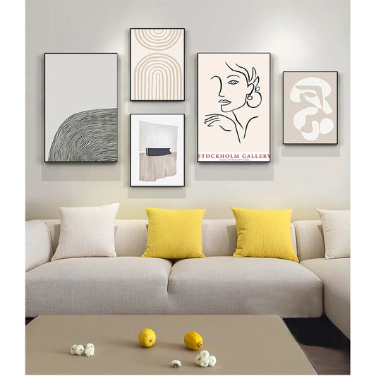 Print Wall Art Pictures Living Room Home Decor Abstract Scandinavia Trendy Boho Beige Colors Minimalist Canvas Painting Peaceful Pleasures Health and Wellness