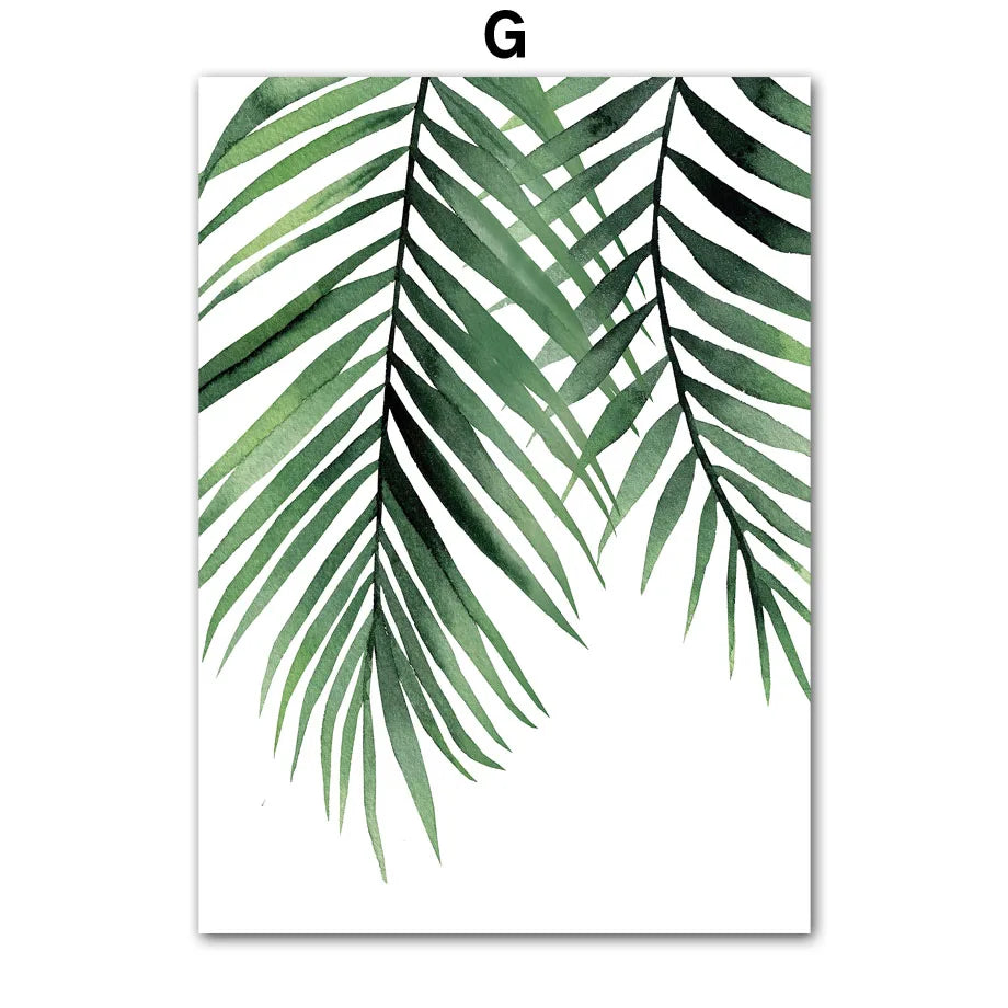 Palm Leaf Nordic Canvas Wall Art | Spring Green Botanical Print