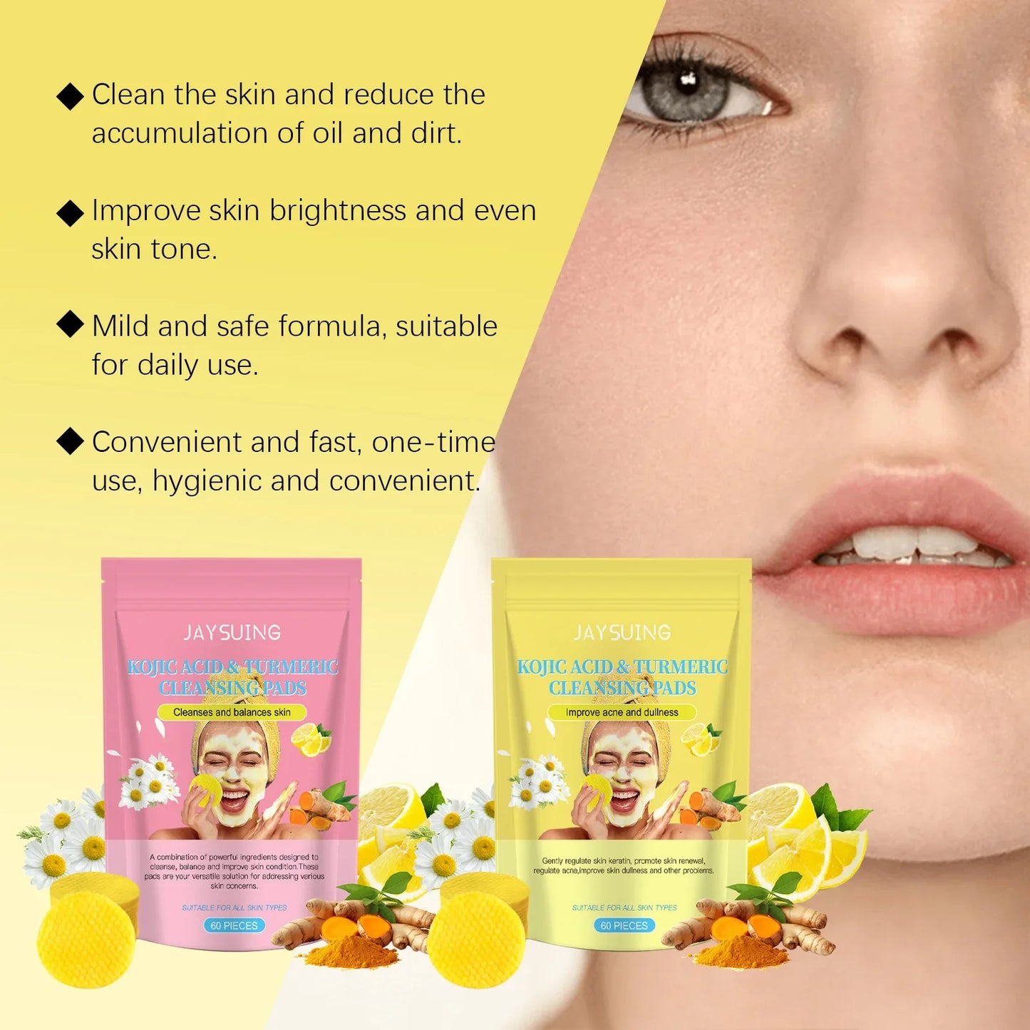 Turmeric Exfoliating Facial Pads – Anti-Acne & Deep Cleanse