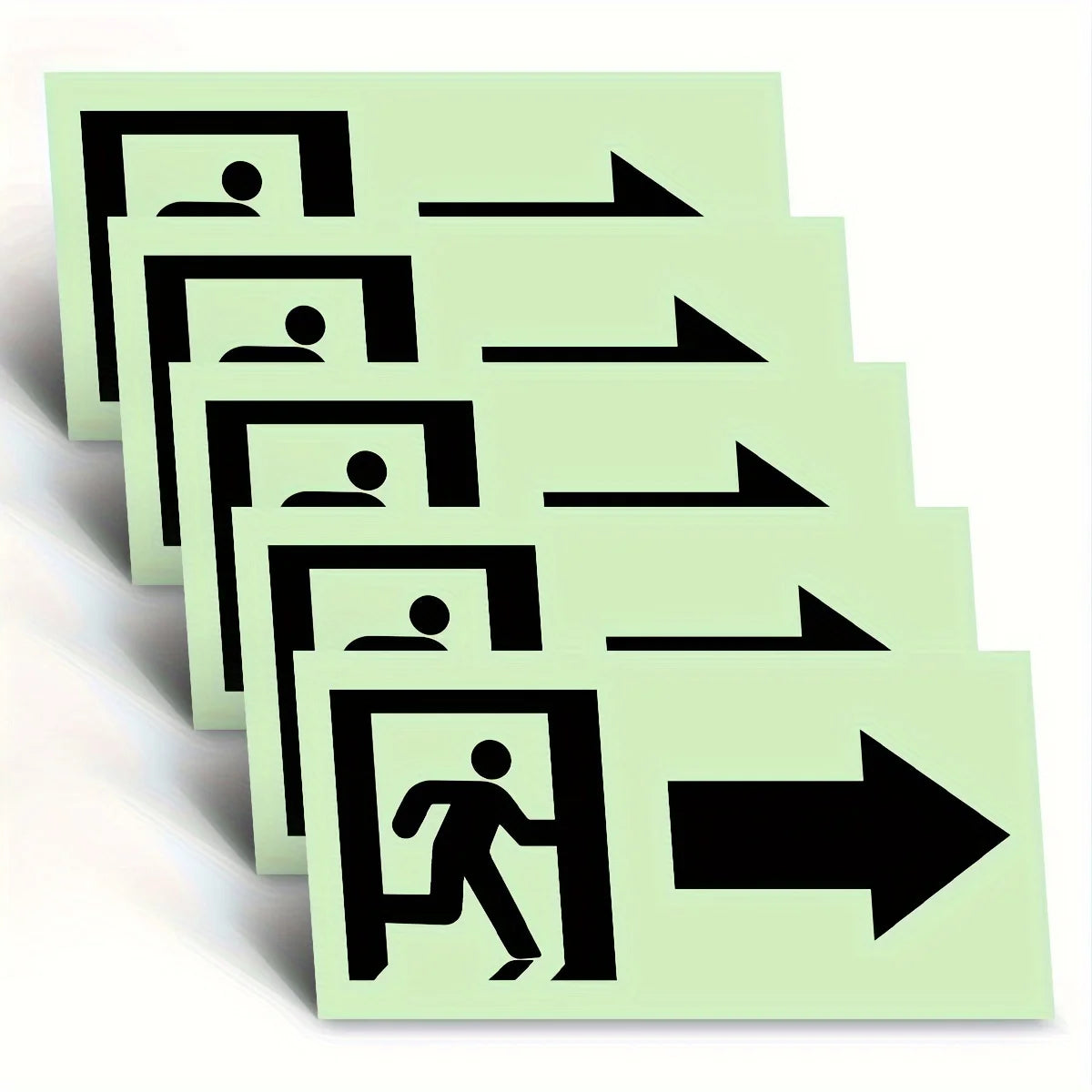 5 Right Exit Signs Luminous Fluorescent Escape Safety Emergency