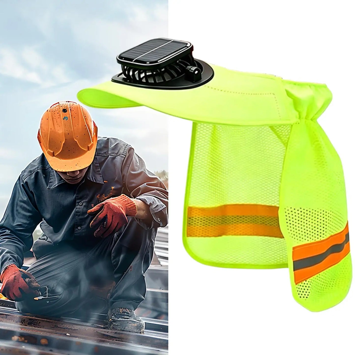 Solar Fan Hard Hat Sun Visor Wide Brim Helmet Cap With Cooling Fan Solar Powered Ventilated Safety Helmet For Construction Peaceful Pleasures Health and Wellness