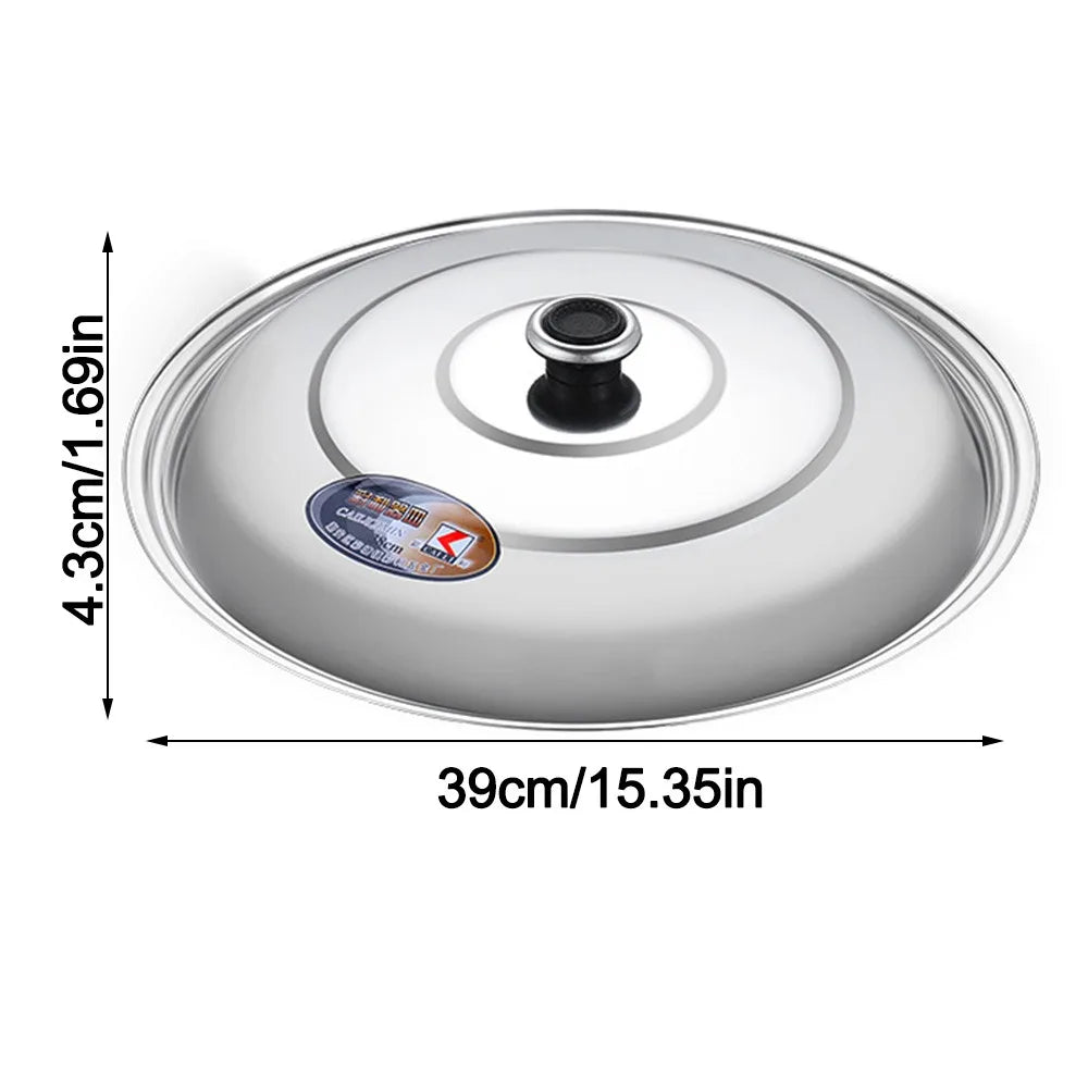 30-42cm Wok Pot Lid Universal Stainless Steel Kitchen Food Lid Thickened Reusable Frying Pan Cover Restaurant Kitchenware Peaceful Pleasures Health and Wellness 40cm