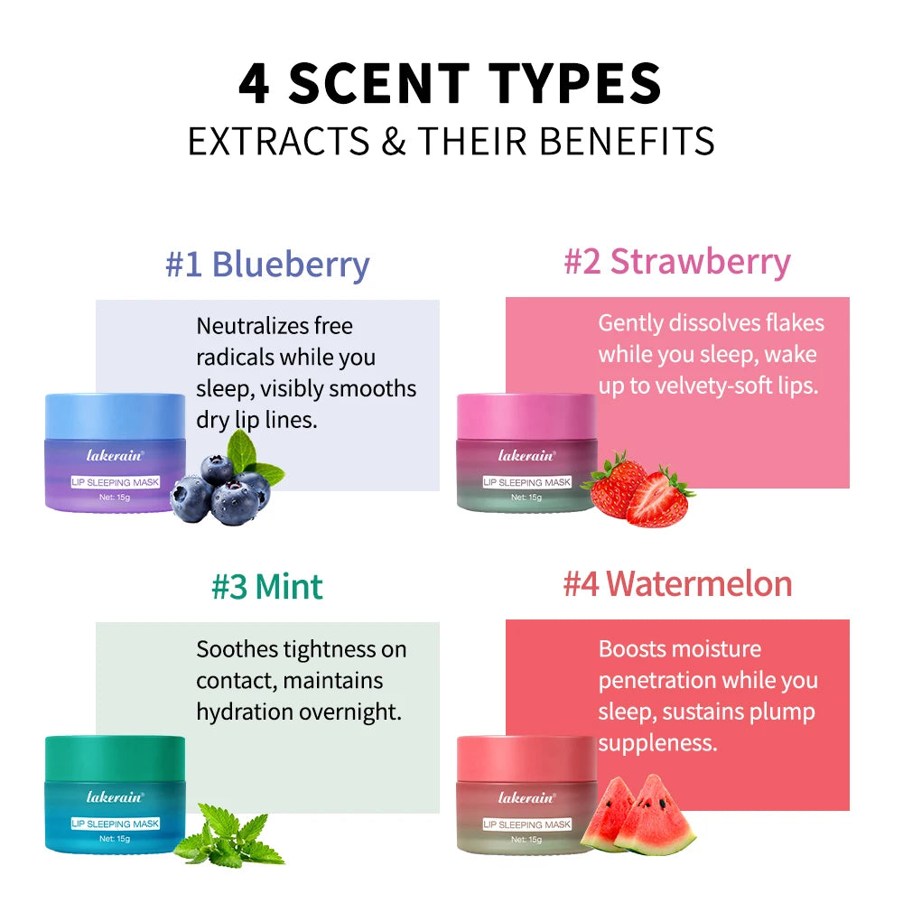 Lakerain Lip Sleeping Mask Smooth Creamy Texture Dual-Color Formula Overnight Hydration Non-Sticky Natural Protection Lip Mask Peaceful Pleasures Health and Wellness