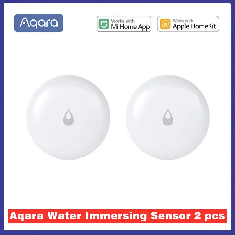 Aqara Water Leak Sensor ZigBee Water Immersing Detector Alarm Security Soaking Sensor Smart Home for Xiaomi Mi Home Homekit APP Peaceful Pleasures Health and Wellness Water Sensor 2 Pcs