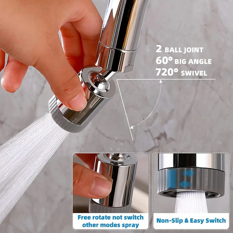 360° Rotating Kitchen Faucet Aerator – 2-Mode Spray Bubbler