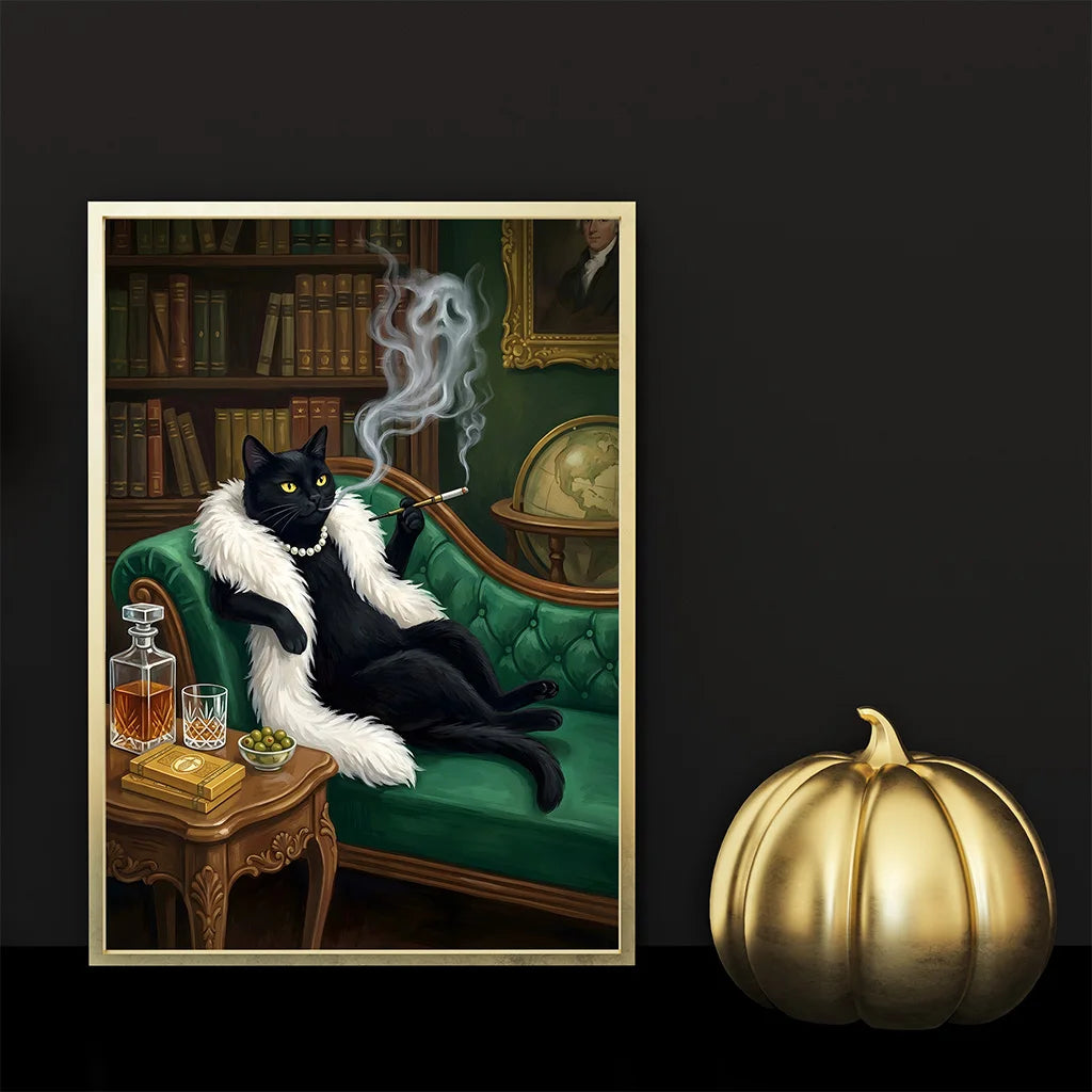 Nordic Black Cat Vintage Canvas Wall Art Poster Print | Home Decor Canvas Wall Art Peaceful Pleasures Health and Wellness