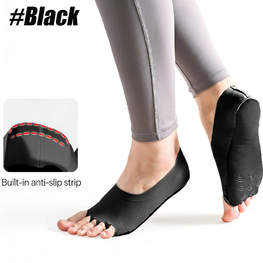 Women's Toeless Non-Slip Yoga Socks | Pilates, Ballet & Dance Non-Slip Yoga Socks Peaceful Pleasures Health and Wellness Black-1Pair S