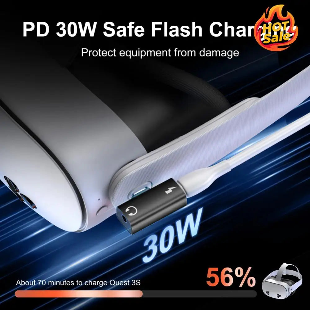 2-in-1 USB-C to 3.5mm Audio & PD 30W Charging Adapter Splitter