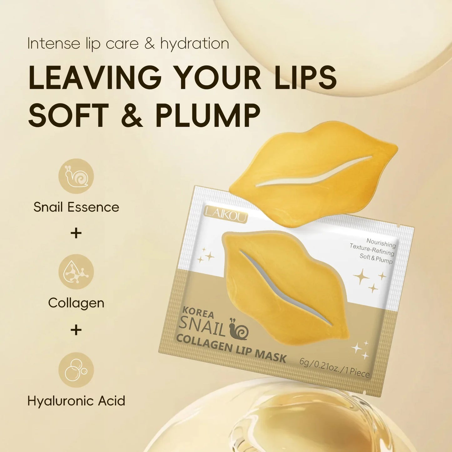 LAIKOU Lip Mask Gel Patches – Moisturizing & Hydrating 5/10pc