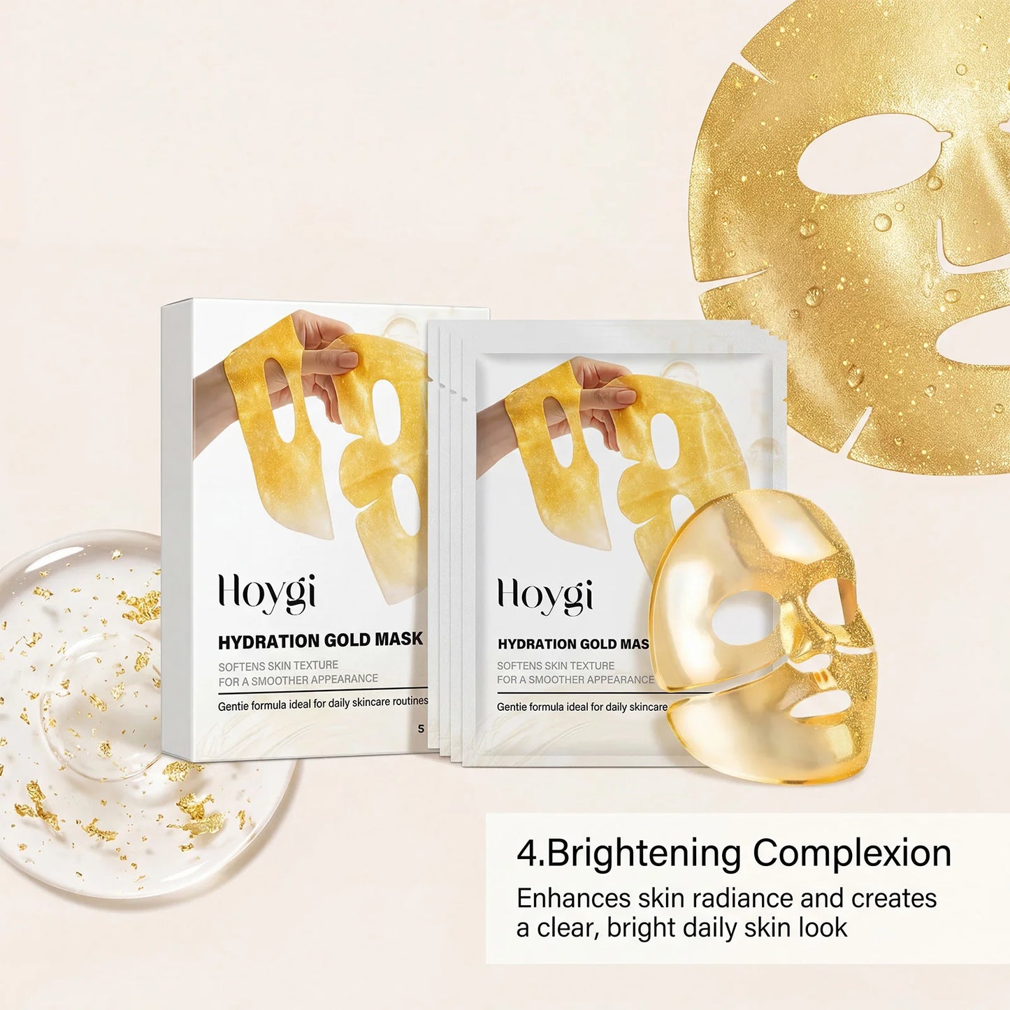 24K Gold Sheet Mask – Niacinamide & Collagen Firming, 4-Pack
