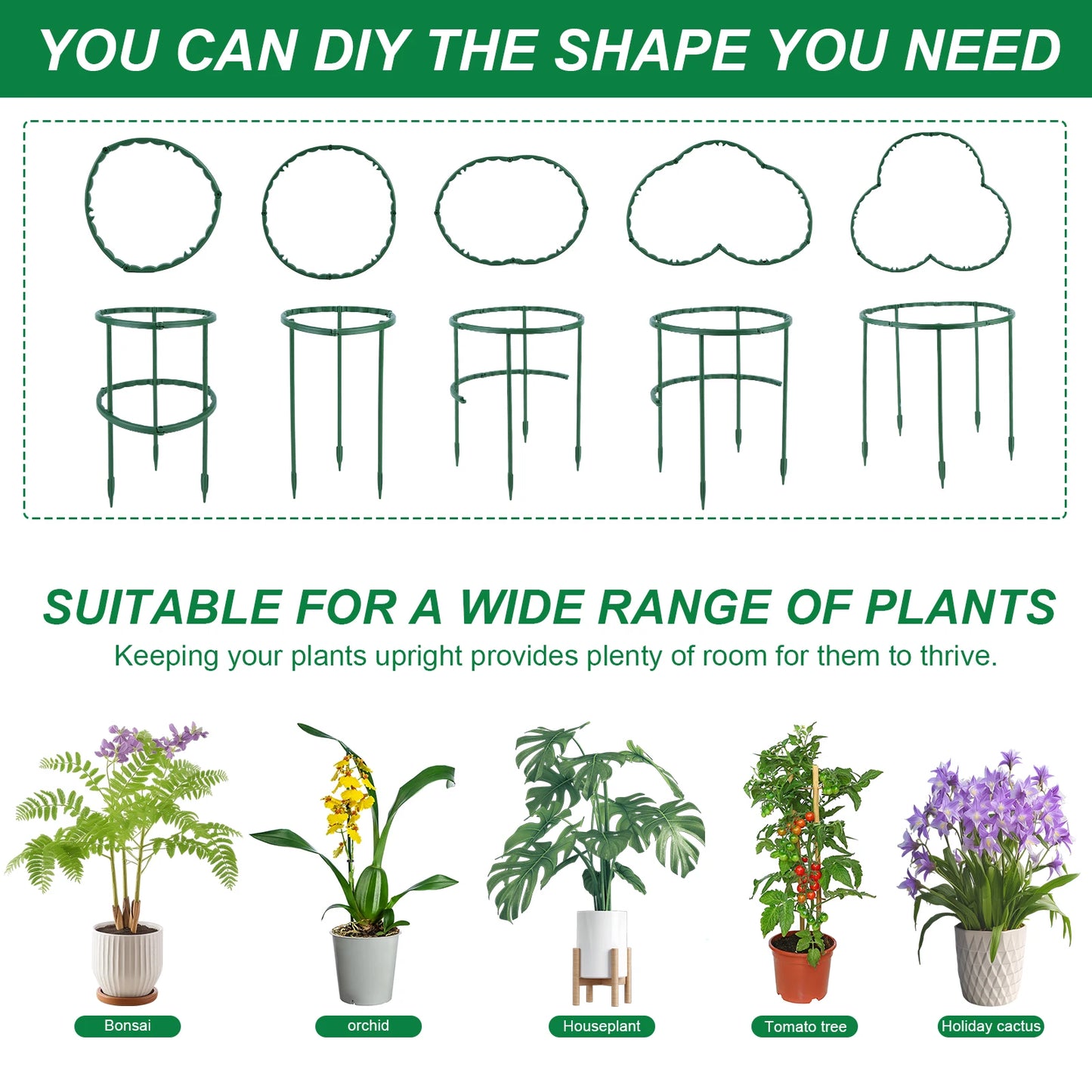 6-Pack Half-Round Plant Support Stakes – Indoor & Garden Use Peaceful Pleasures Health and Wellness