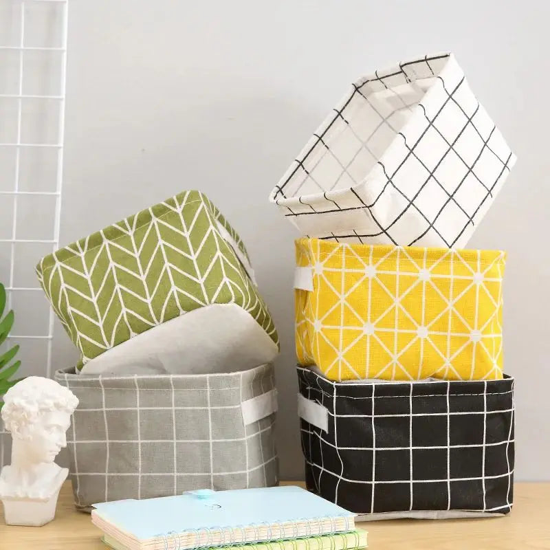 Linen Desktop Storage Basket Sundries Toy Storage Box Laundry Basket Underwear Cosmetic Organizer Office Stationery Organizer Peaceful Pleasures Health and Wellness