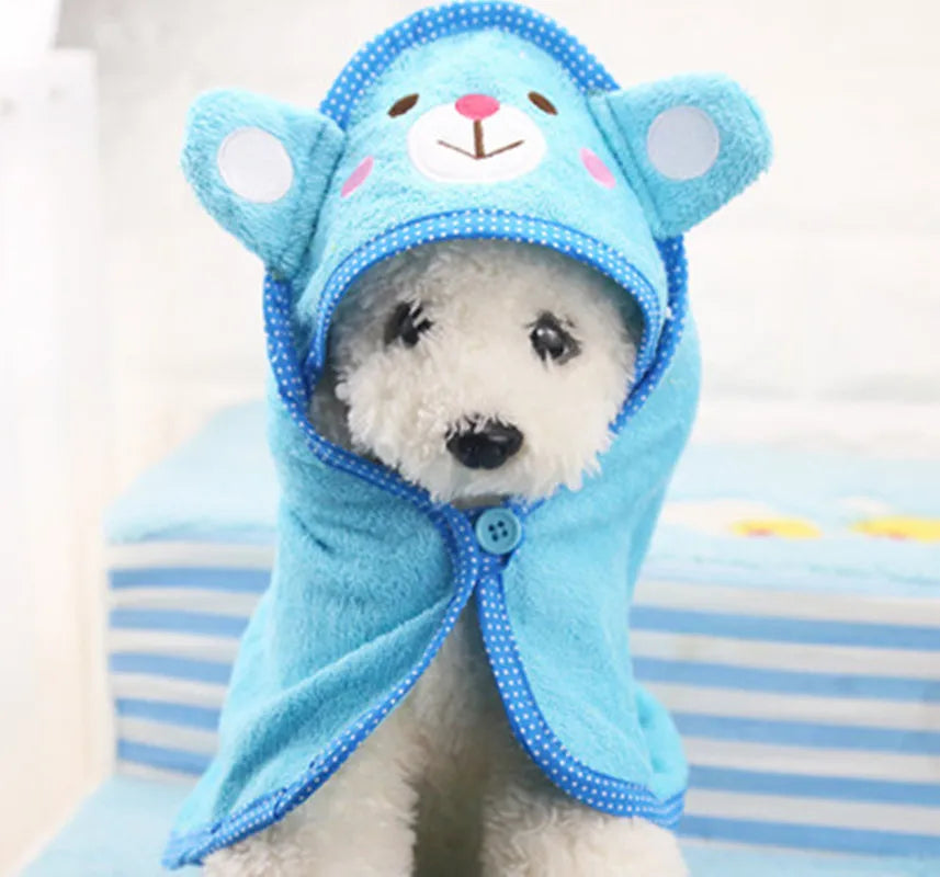 Super Absorbent Pet Bath Towel Hoodie for Dogs & Cats | 6 Colors