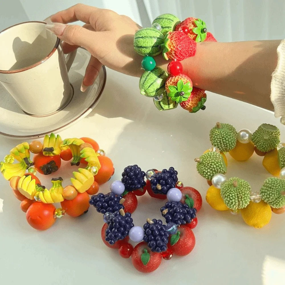 Cherry Fruit Beaded Bracelet | Boho Dopamine Resin Jewelry Beaded Bracelet Peaceful Pleasures Health and Wellness