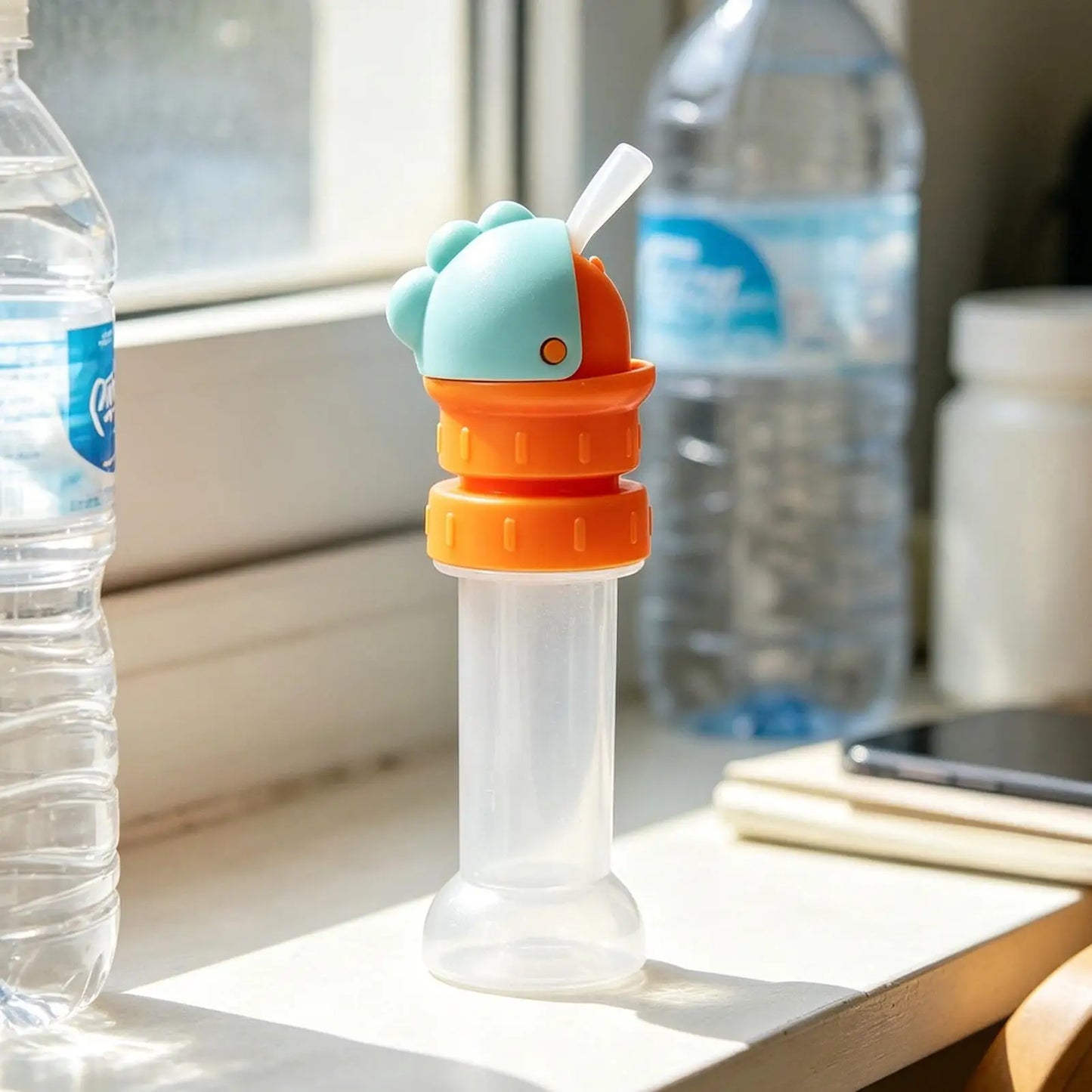 Reusable Spill-Proof Water Bottle Spout Detachable Lid with Straw For Kids Hydration Sports Office Cart Delivery Drink Peaceful Pleasures Health and Wellness