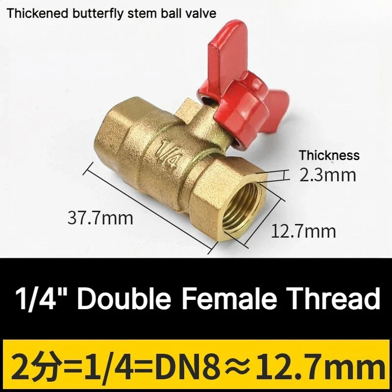 Brass Butterfly Handle Ball Valve 1/4"–3/4" Female Thread Shut-Off