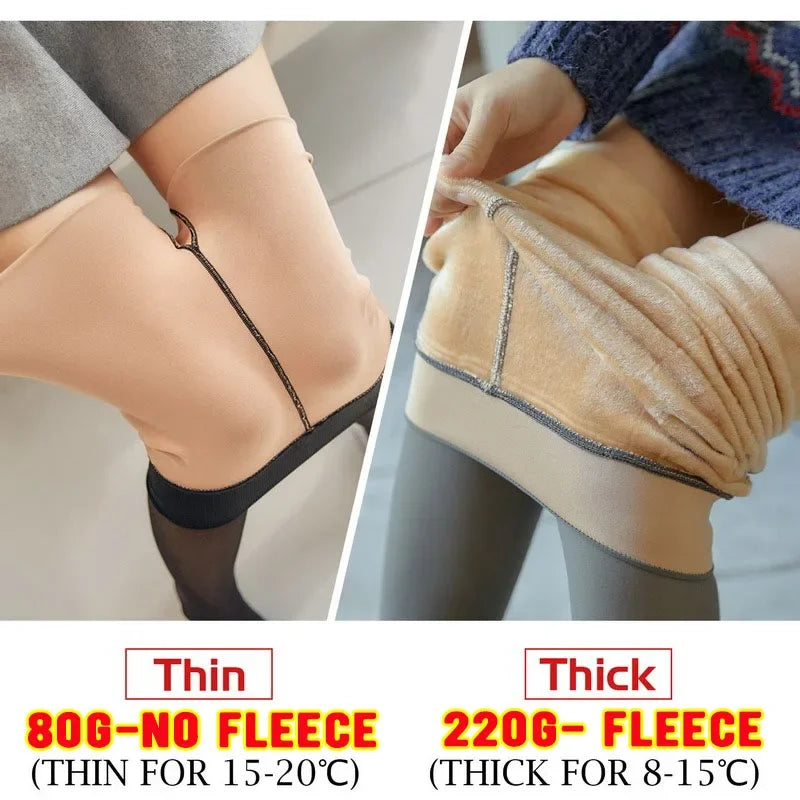 Women's Fleece-Lined Tights – Warm Sheer Pantyhose Leggings