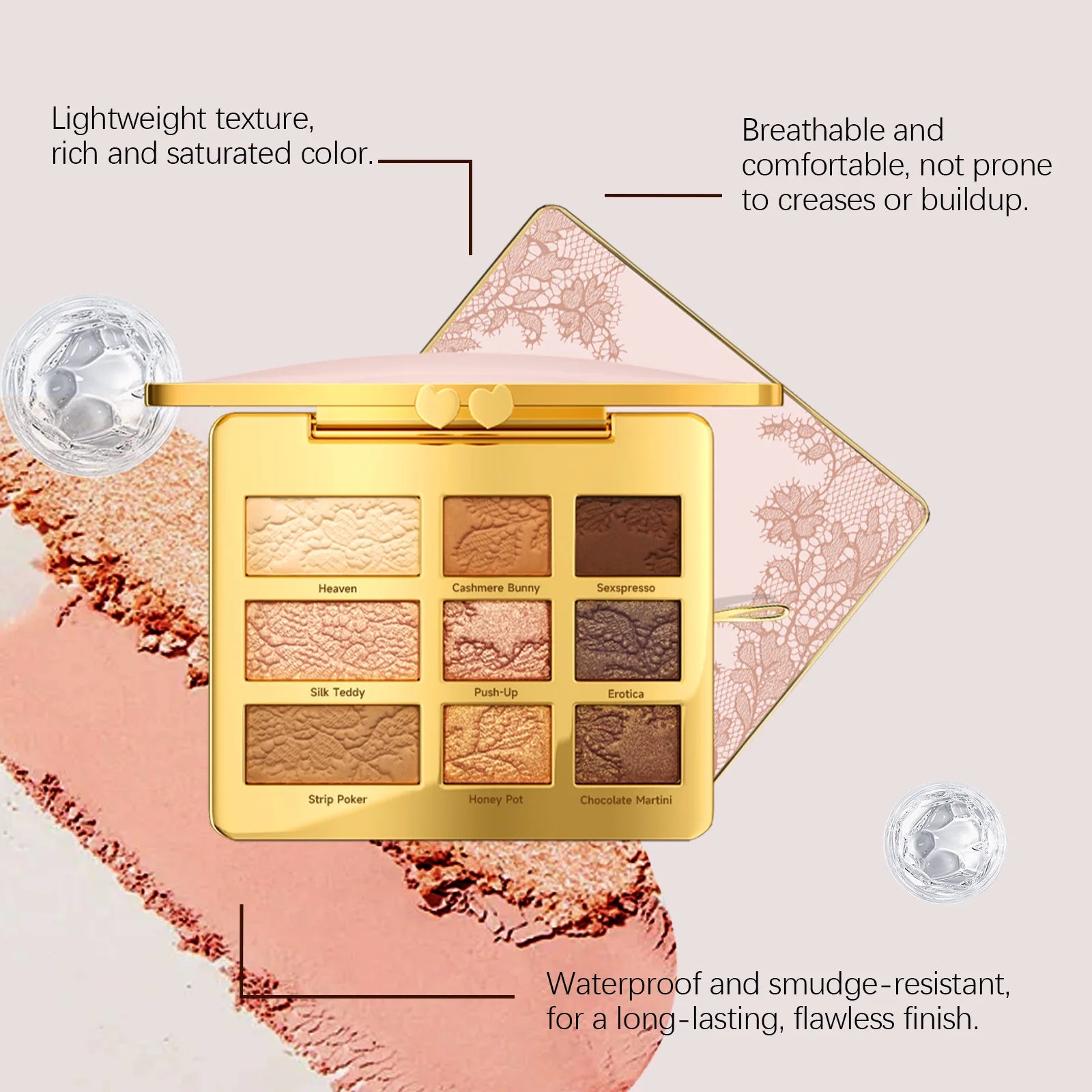 9 Color Eyeshadow Palette Easy Blend Natural Look Buildable Coverage Beauty Eye Contour Portable Durable Eyeshadow Makeup Powder Peaceful Pleasures Health and Wellness