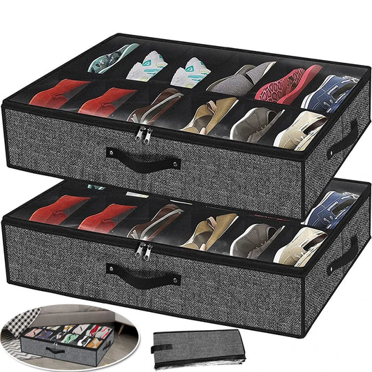 Under Bed Shoe Organizer – Fits 12 Pairs, Foldable Storage Shoe Storage Organizer Peaceful Pleasures Health and Wellness