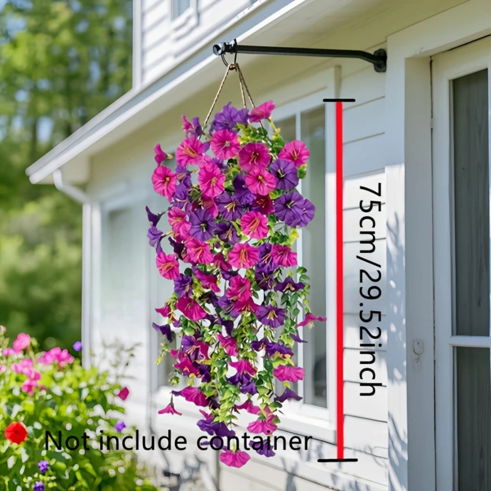 Artificial Silk Morning Glory Vine Hanging Flowers UV Resistant