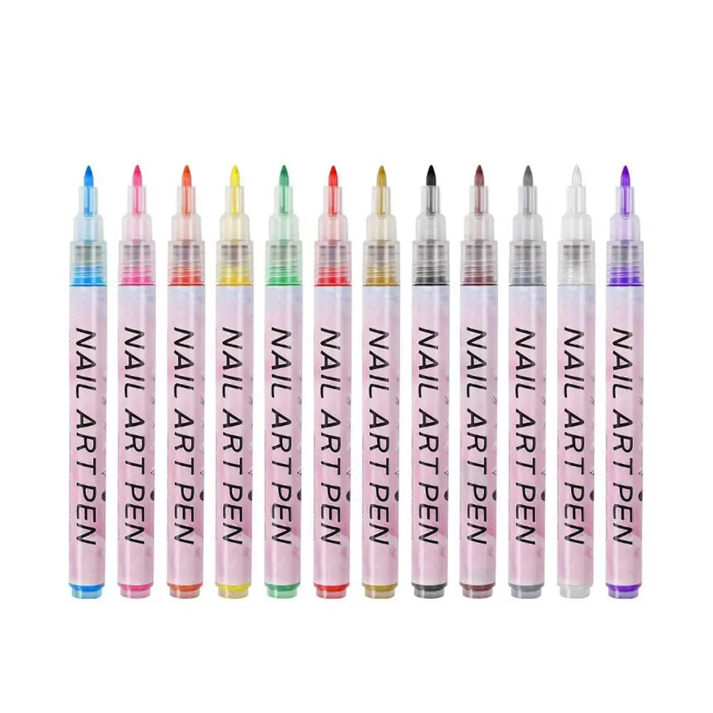 Graffiti Nail Art Pen Set Quick-drying DIY Nail Art Drawing Pen Abstract Line Manicure Tool Painting Liner For Salon Nail Art Peaceful Pleasures Health and Wellness 12 colors